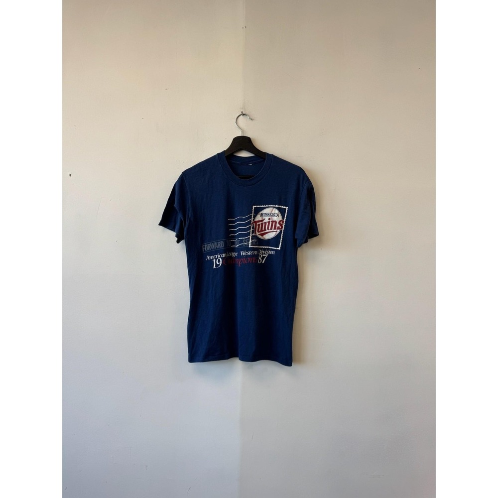 Vintage Minnesota Twins Shirt Small Blue MLB Baseball 1987 Champions Graphic Tee